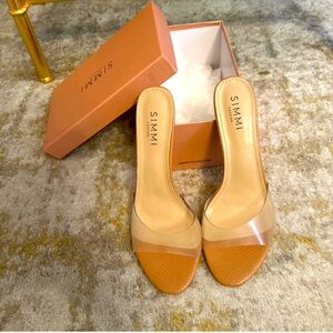 Simmi London PVC/Tan mules NEW IN BOX sz 10